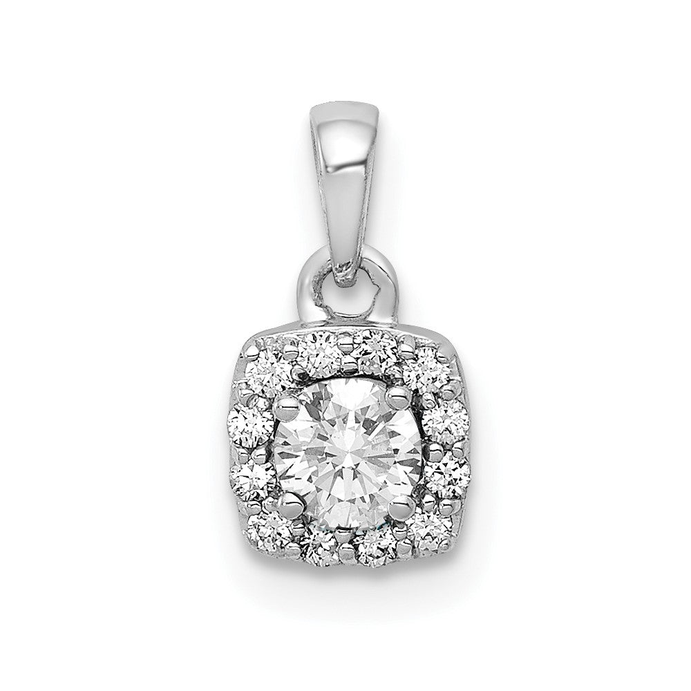 14k White Gold 1/3 Ct. Lab Grown Diamond VS/SI+ G+ Halo Pendant