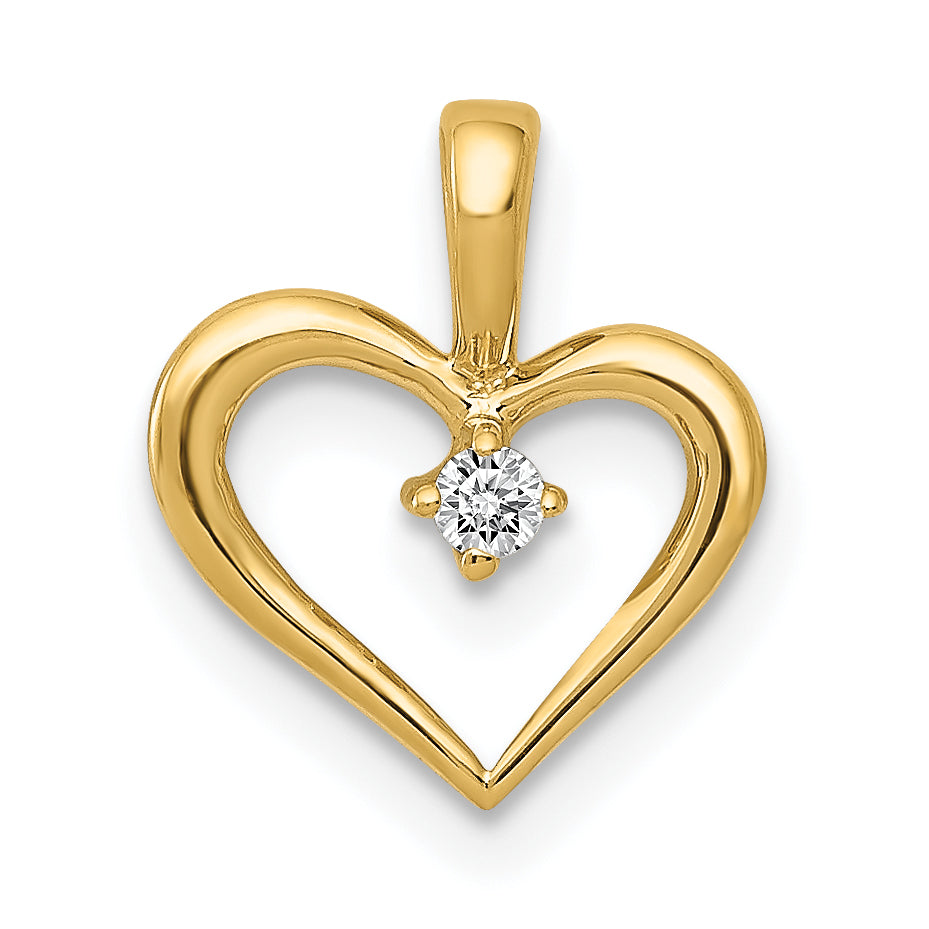 10K Yellow Gold 10K Aa .02Ct. Diamond Heart Pendant