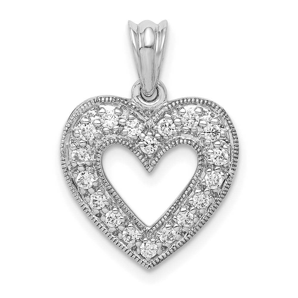 14k White Gold 1/4 Ct. Lab Grown Diamond VS/SI+ G+ Heart Pendant