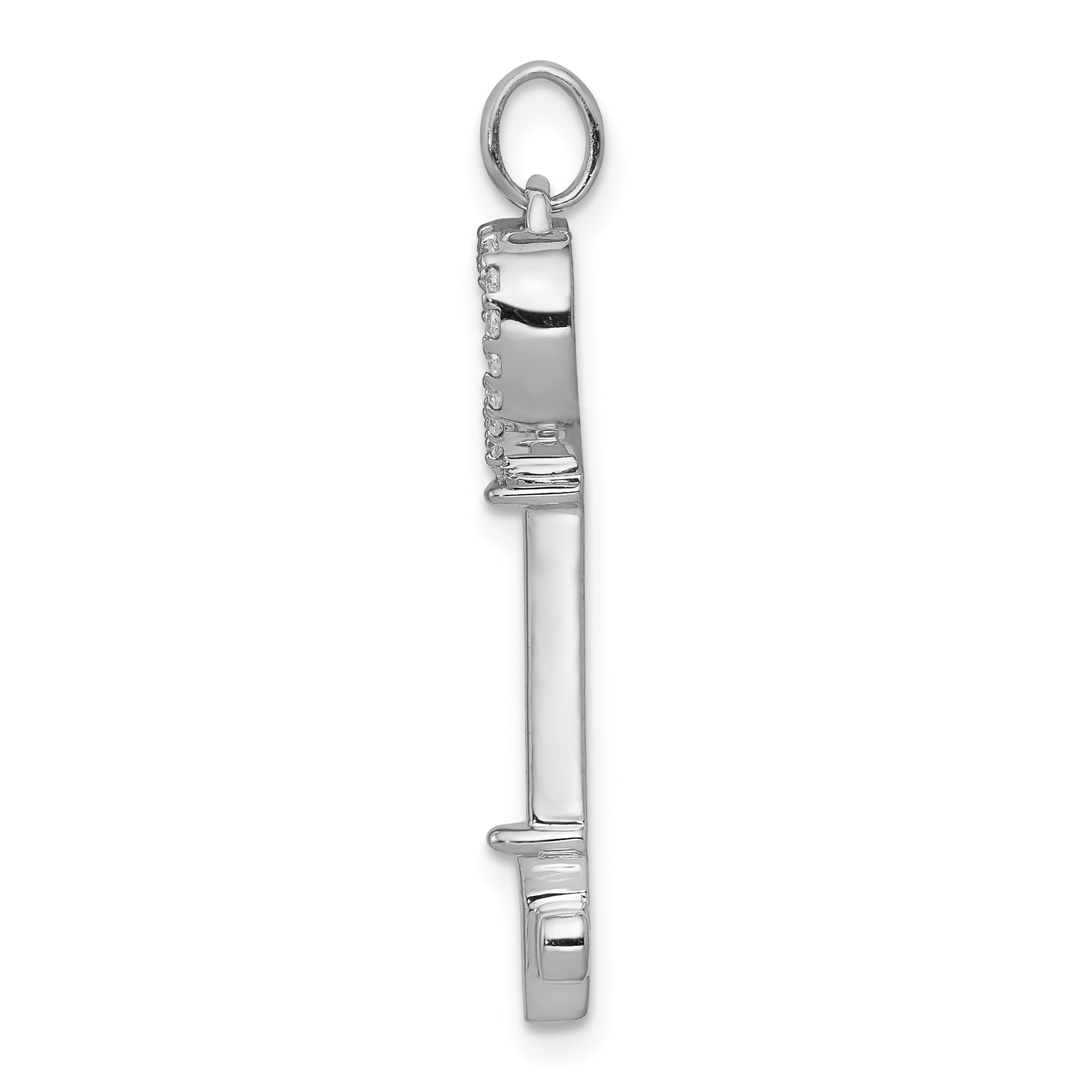 10K White Gold 10K Diamond Heart Key Pendant