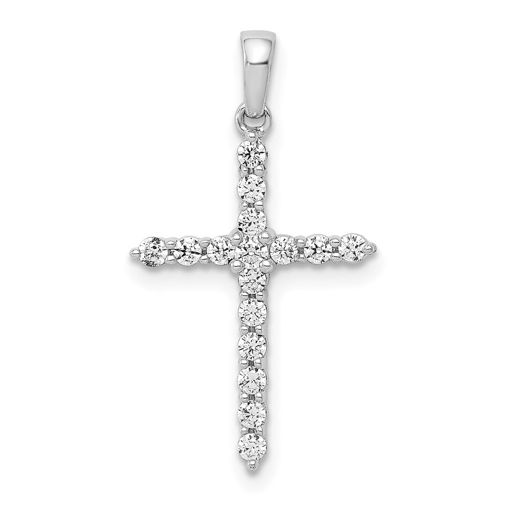 14k White Gold 1/4 Ct. Lab Grown Diamond VS/SI+ G+ Cross Pendant