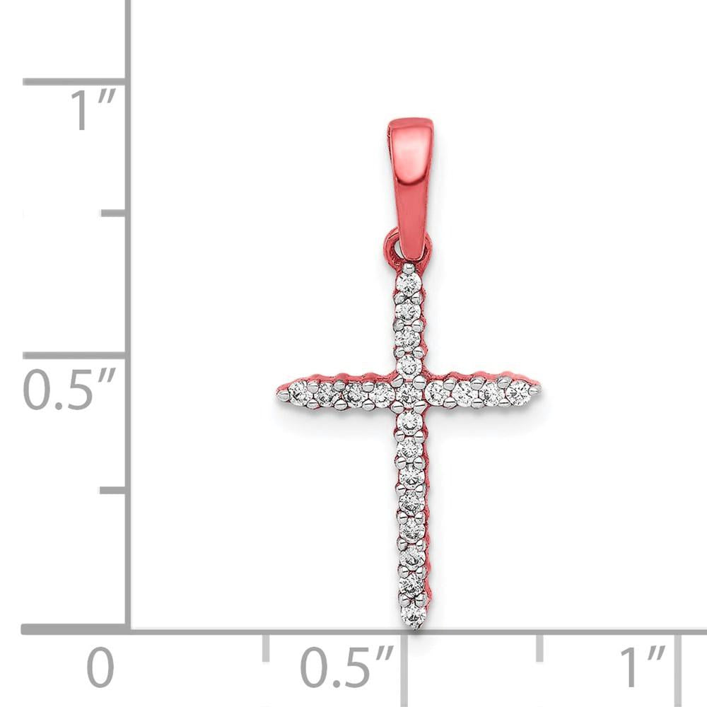 18K Rose Gold 1/6ct. Diamond Cross Pendant