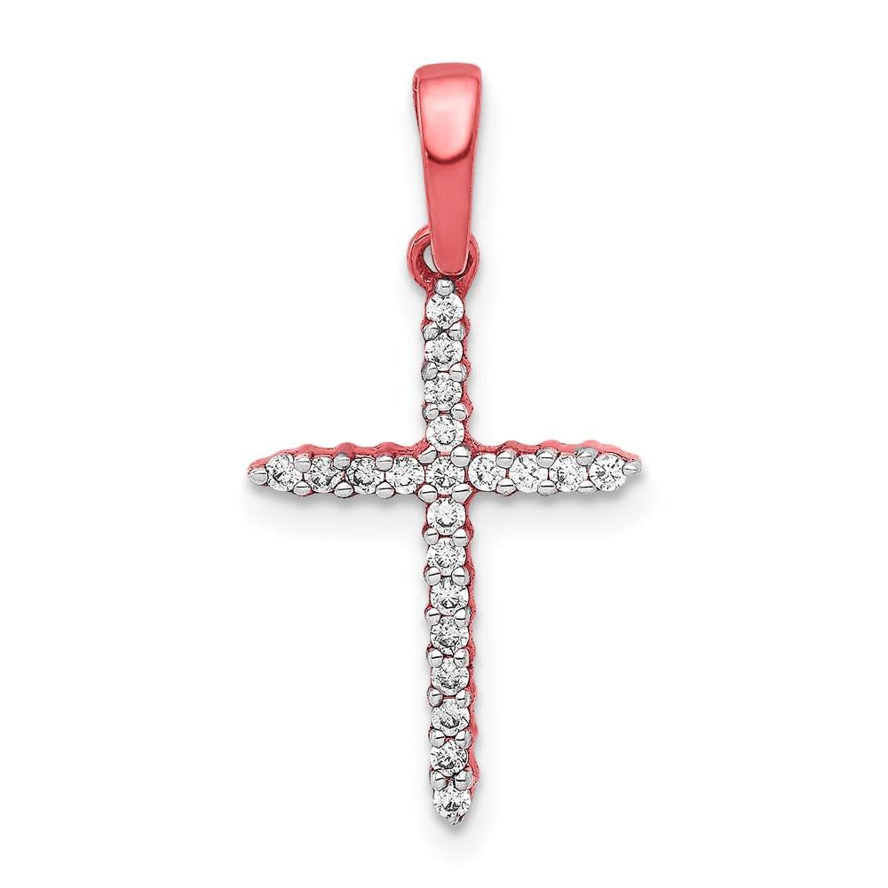 18K Rose Gold 1/6ct. Diamond Cross Pendant