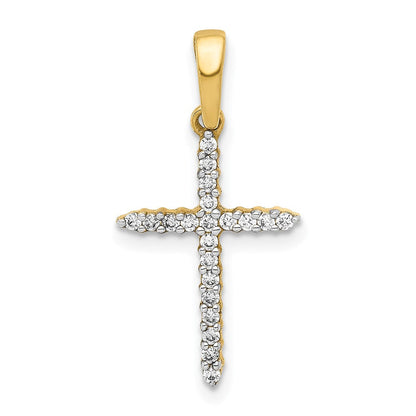 18K Yellow Gold 1/6ct. Diamond Cross Pendant