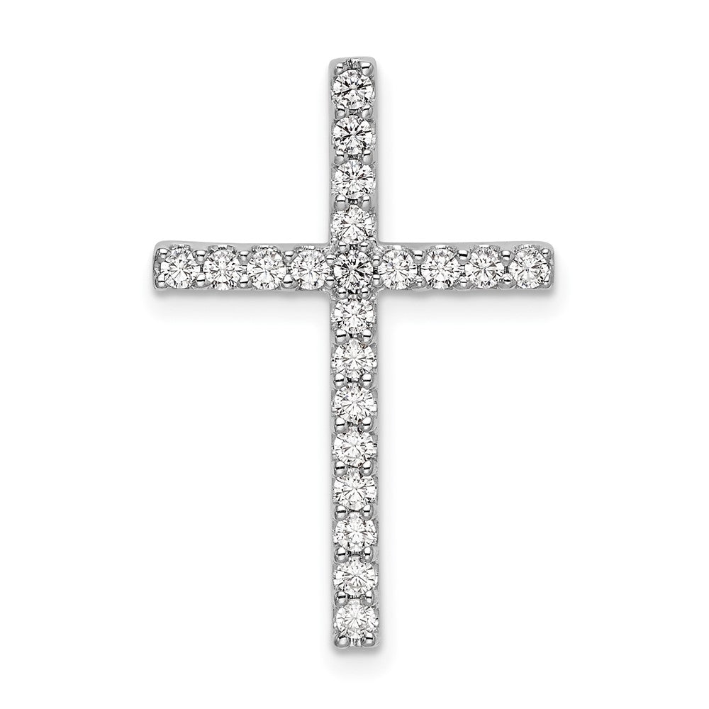 10k White Gold 1/2 Ct. Lab Grown Diamond VS/SI+ G+ Cross Chain Slide Pendant