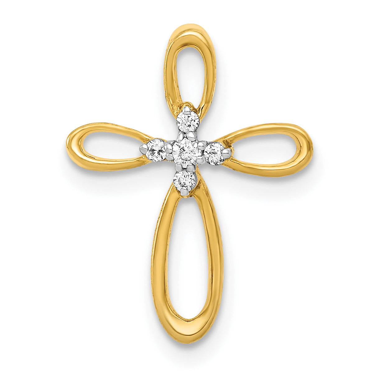 10K Yellow Gold 10K Diamond Cross Slide Pendant
