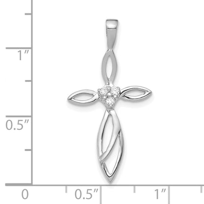 10K White Gold 10K Aa Diamond Cross Pendant