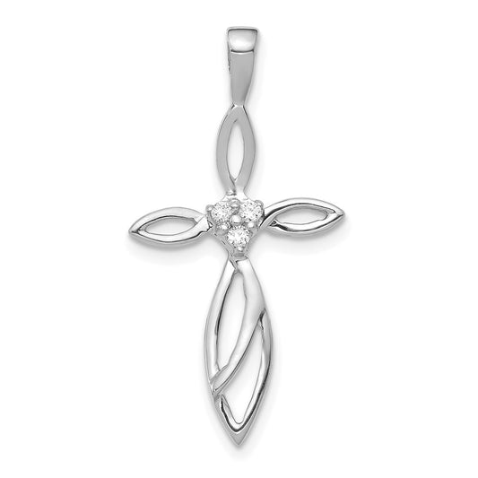 10K White Gold 10K Aa Diamond Cross Pendant