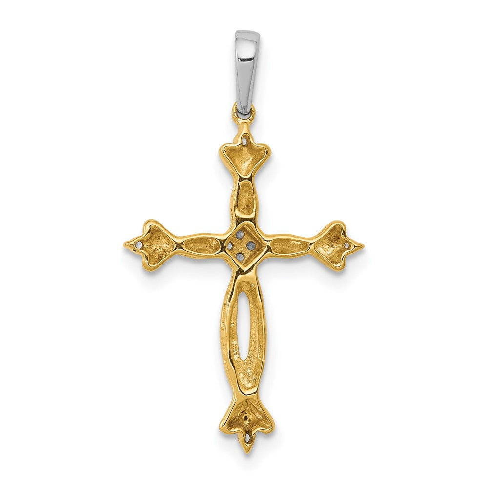 14K Two Tone 1/20Ct. Diamond Cross Pendant