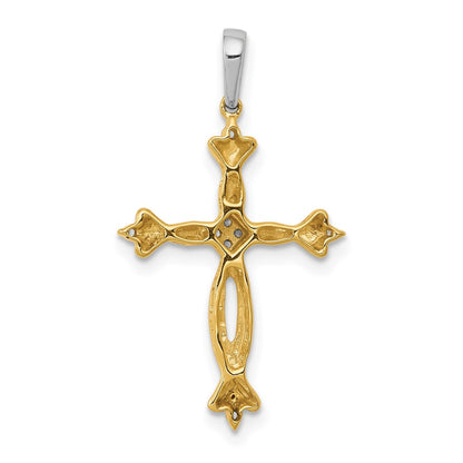 14K Two Tone 1/20Ct. Diamond Cross Pendant