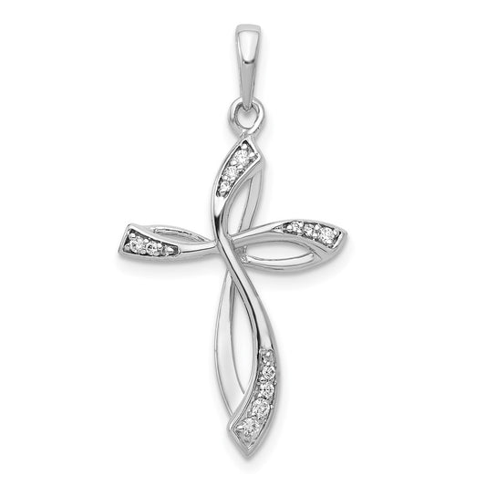 14k White Gold 1/15 Ct. Lab Grown Diamond VS/SI+ G+ Cross Pendant