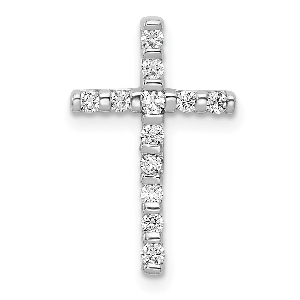 14k White Gold 1/4 Ct. Lab Grown Diamond VS/SI+ G+ Cross Chain Slide Pendant