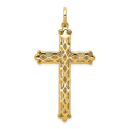 14k Yellow Gold 1 Ct. Lab Grown Diamond VS/SI+ G+ Budded Fancy Cross Pendant
