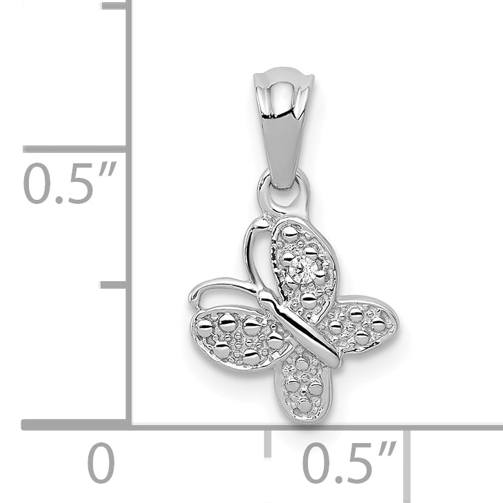 10K White Gold .01Ct. Diamond Butterfly Pendant