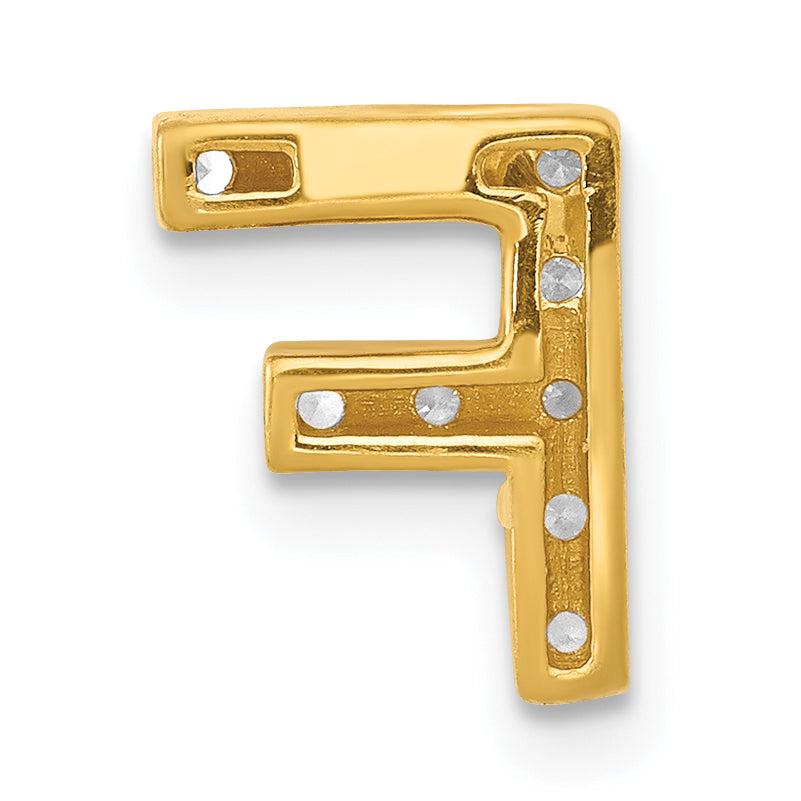 10K Yellow Gold 10K Diamond Letter F Initial Charm