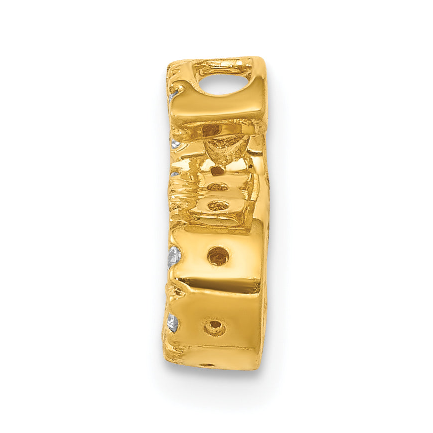 10K Yellow Gold 10K Diamond Letter S Initial Charm