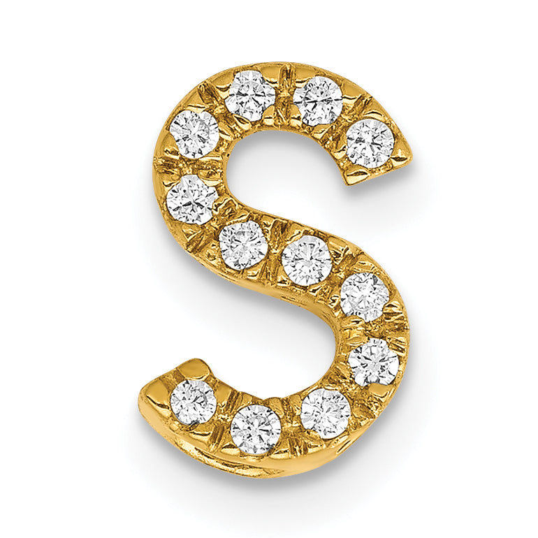10K Yellow Gold 10K Diamond Letter S Initial Charm