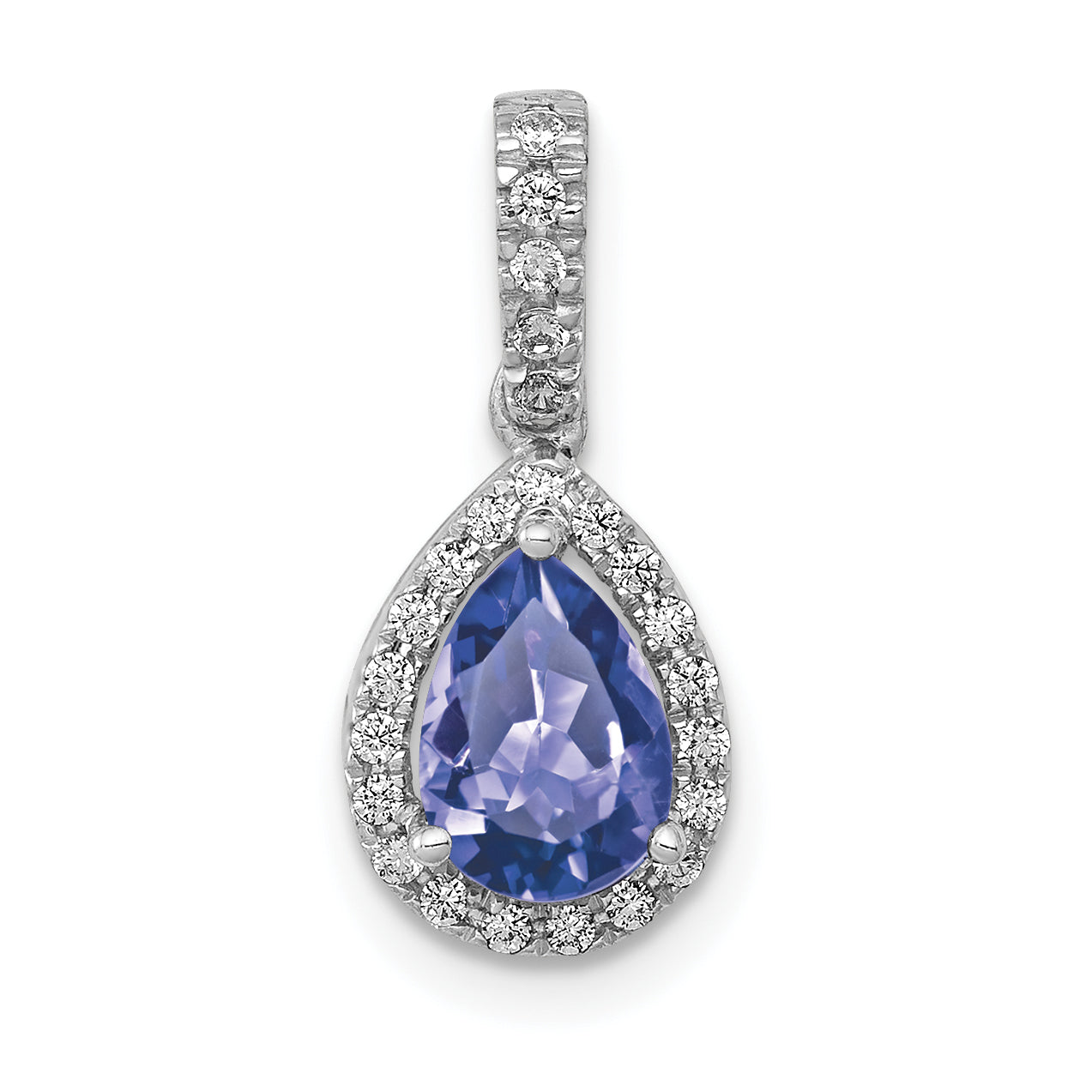 14k White Gold 14k White Gold Pear .75 Tanzanite and Diamond Pendant