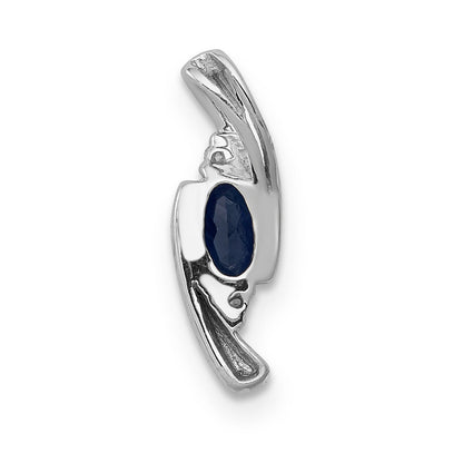 14K White Gold .01Ct Diamond And .33 Sapphire Pendant