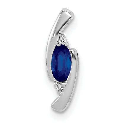 14K White Gold .01Ct Diamond And .33 Sapphire Pendant