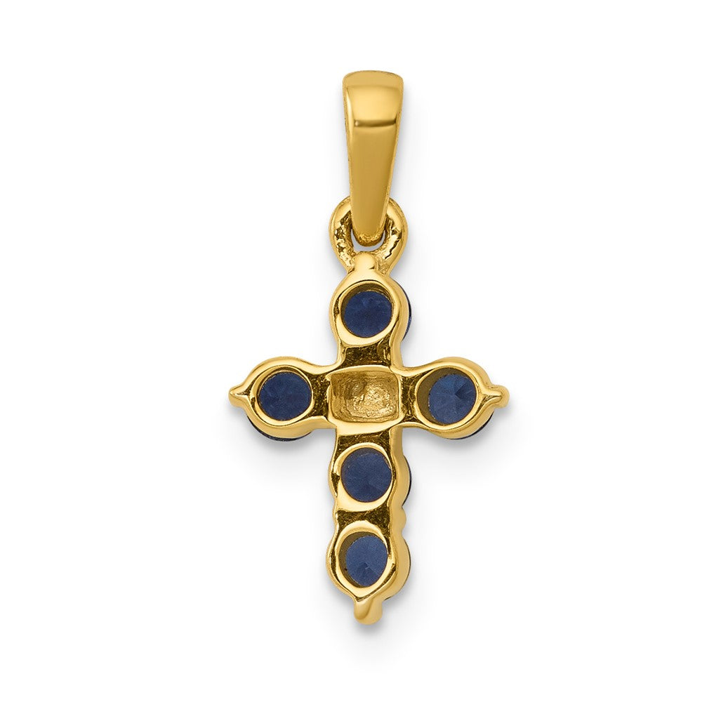 10K Yellow Gold 10K Sapphire And Diamond Cross Pendant