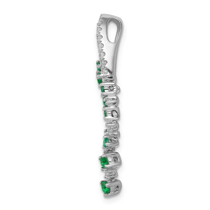14K White Gold Lab Grown Diamond VS/SI FGH & Created Emerald Pendant