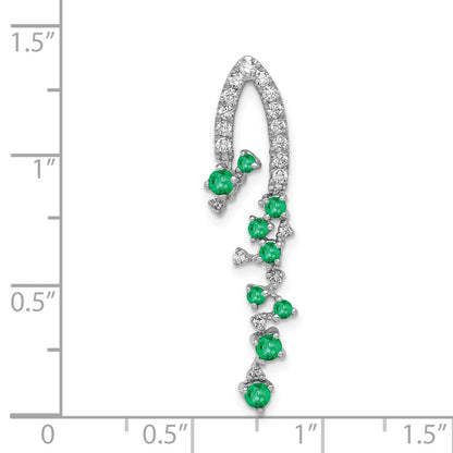 14K White Gold Lab Grown Diamond VS/SI FGH & Created Emerald Pendant