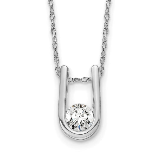 14k White Gold 1/3 Ct. Lab Grown Diamond VS/SI+ G+ 18 inch U-Shape Pendant Necklace