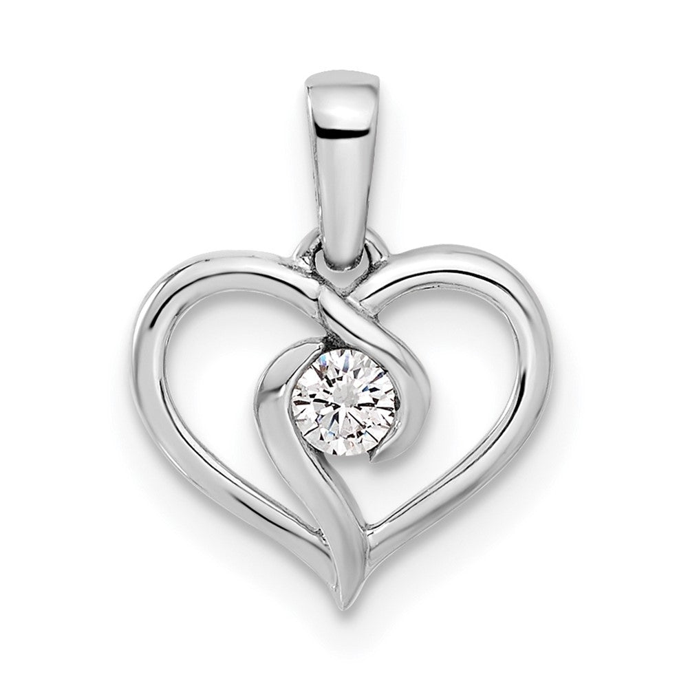 14k White Gold 1/10 Ct. Lab Grown Diamond VS/SI+ G+ Heart Pendant