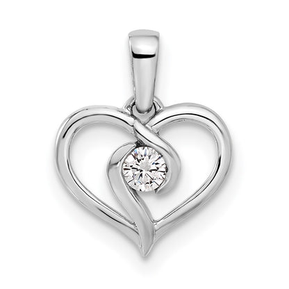 14k White Gold 1/10 Ct. Lab Grown Diamond VS/SI+ G+ Heart Pendant