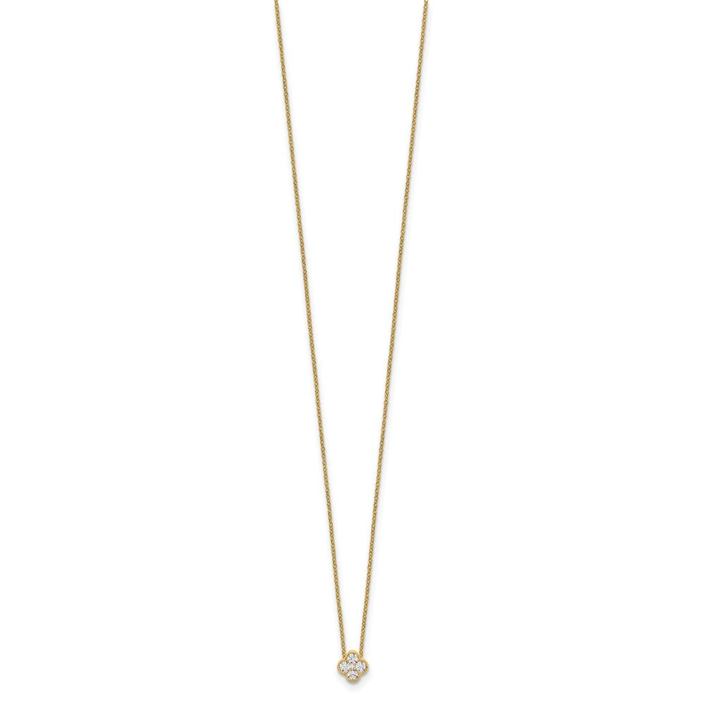 14K Yellow Gold True Origin 1/4 Carat Lab Grown Diamond Vs Def 18 Inch Bloom Floral Pendant Necklace