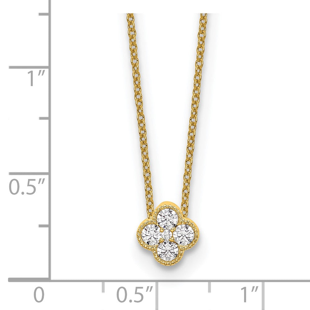14K Yellow Gold True Origin 1/4 Carat Lab Grown Diamond Vs Def 18 Inch Bloom Floral Pendant Necklace