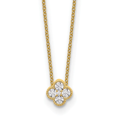 14K Yellow Gold True Origin 1/4 Carat Lab Grown Diamond Vs Def 18 Inch Bloom Floral Pendant Necklace