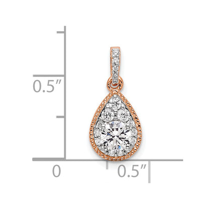 14k Rose Gold 1/2 Ct. Lab Grown Diamond VS/SI+ G+ Complete Teardrop Dangle Pendant