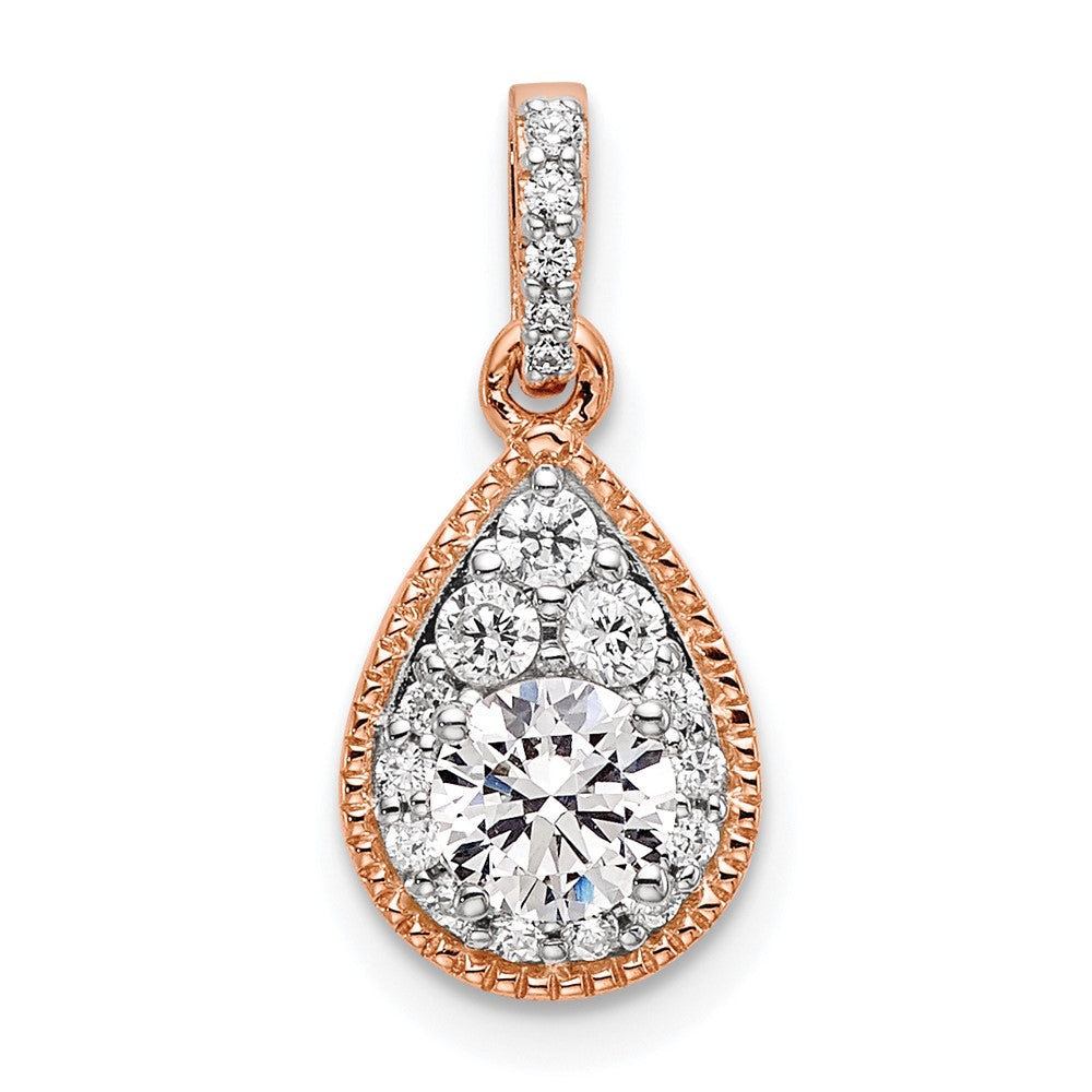 14k Rose Gold 1/2 Ct. Lab Grown Diamond VS/SI+ G+ Complete Teardrop Dangle Pendant