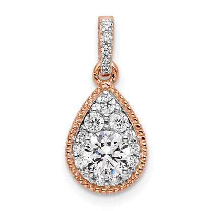 14k Rose Gold 1/2 Ct. Lab Grown Diamond VS/SI+ G+ Complete Teardrop Dangle Pendant