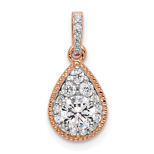 14k Rose Gold 1/2 Ct. Lab Grown Diamond VS/SI+ G+ Complete Teardrop Dangle Pendant