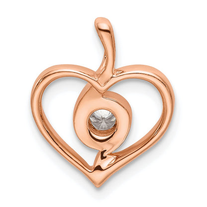 14k Rose Gold 1/10 Ct. Lab Grown Diamond VS/SI+ G+ Bezel Open Heart Pendant