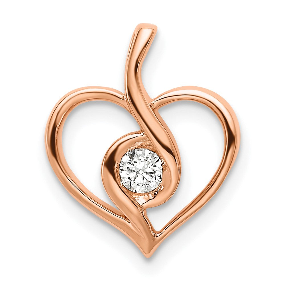 14k Rose Gold 1/10 Ct. Lab Grown Diamond VS/SI+ G+ Bezel Open Heart Pendant