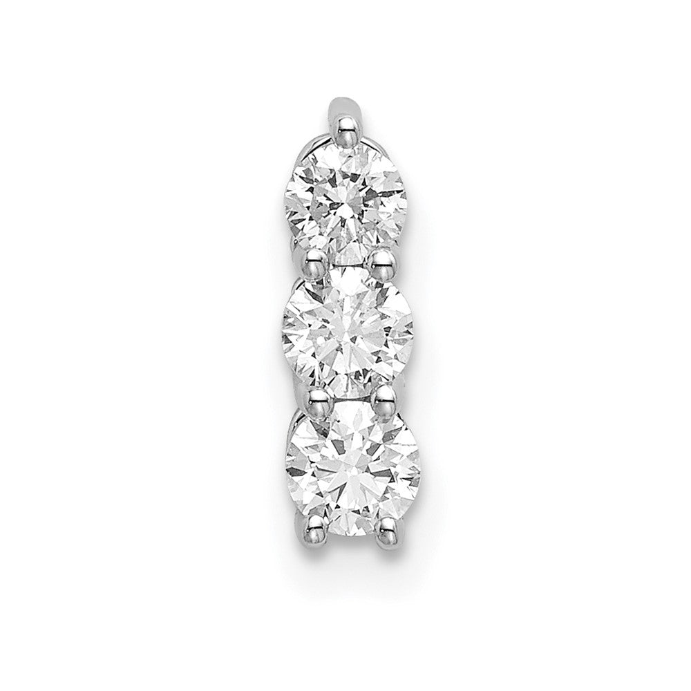 14k White Gold 1/3 Ct. Lab Grown Diamond VS/SI+ G+ Three Stone Chain Slide Pendant