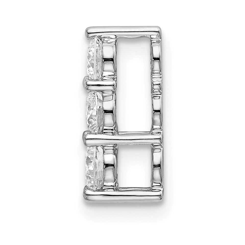 14k White Gold 1/2 Ct. Lab Grown Diamond VS/SI+ G+ Three Stone Chain Slide Pendant