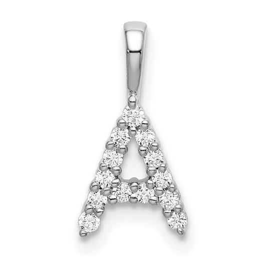 14k White Gold 1/8 Ct. Lab Grown Diamond VS/SI+ G+ Letter A Initial Pendant