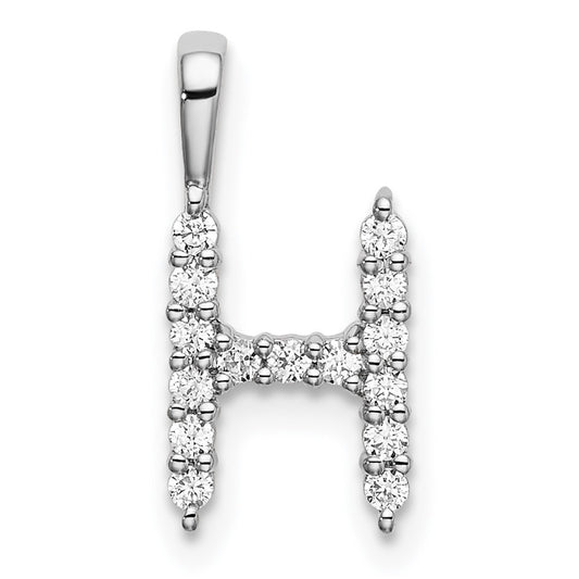 14k White Gold 1/6 Ct. Lab Grown Diamond VS/SI+ G+ Letter H Initial Pendant