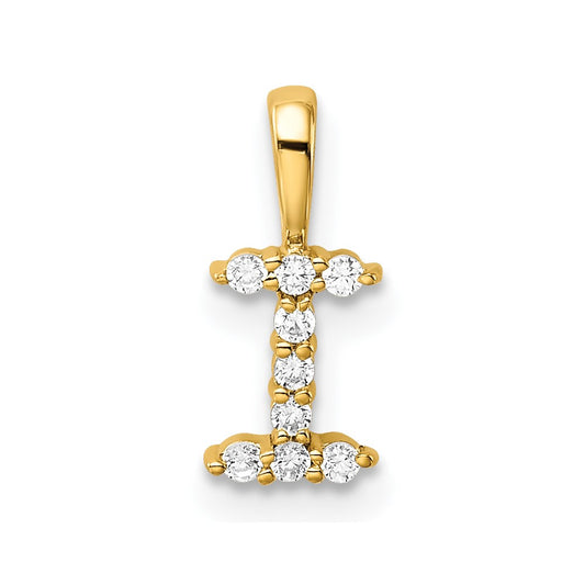 10k Yellow Gold Lab Grown VS/SI+ G+ Diamond Letter I Initial Pendant