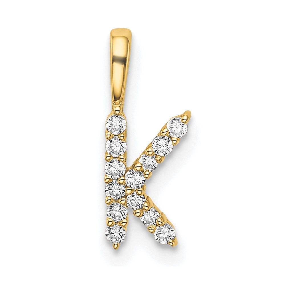 14k Yellow Gold 1/8 Ct. Lab Grown Diamond VS/SI+ G+ Letter K Initial Pendant