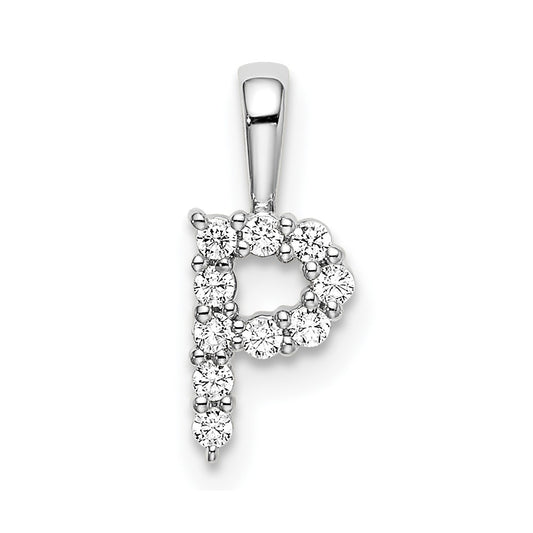 14k White Gold 1/10 Ct. Lab Grown Diamond VS/SI+ G+ Letter P Initial Pendant