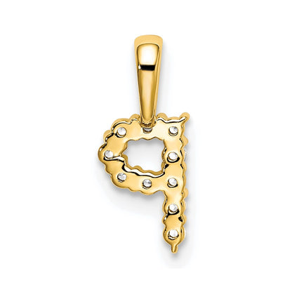 14k Yellow Gold 1/10 Ct. Lab Grown Diamond VS/SI+ G+ Letter P Initial Pendant