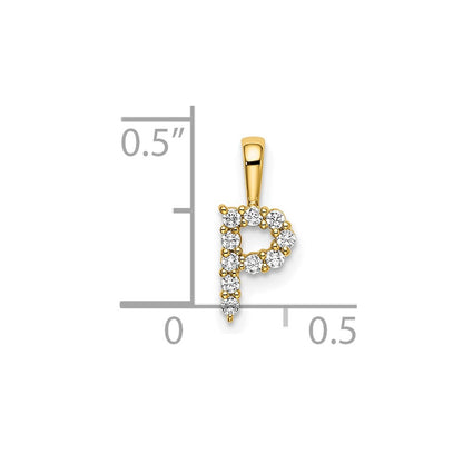 14k Yellow Gold 1/10 Ct. Lab Grown Diamond VS/SI+ G+ Letter P Initial Pendant