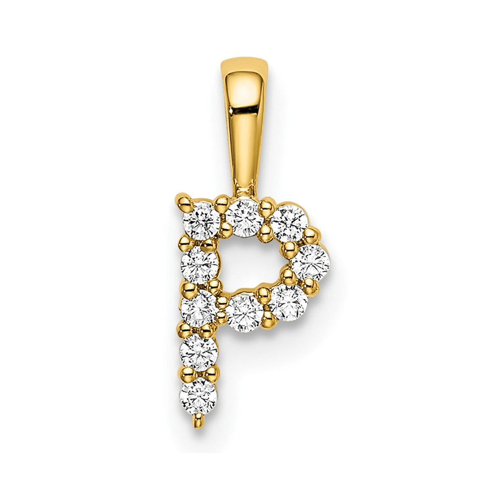 14k Yellow Gold 1/10 Ct. Lab Grown Diamond VS/SI+ G+ Letter P Initial Pendant