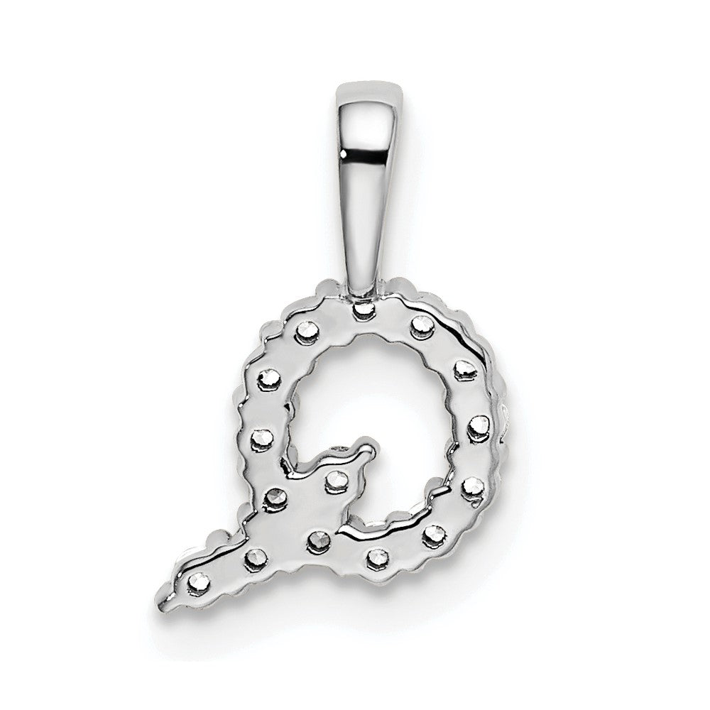 14k White Gold 1/6 Ct. Lab Grown Diamond VS/SI+ G+ Letter Q Initial Pendant